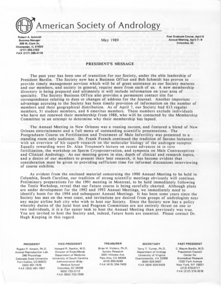 Includes the president's message, a revised constitution and bylaws, and newsletters.