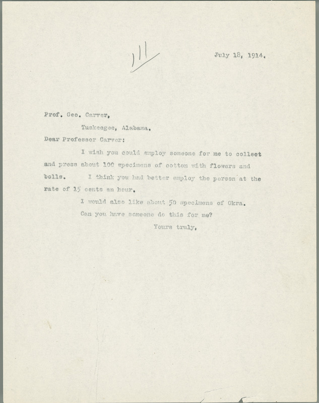 L. H. Pammel letter to George W. Carver, July 18, 1914