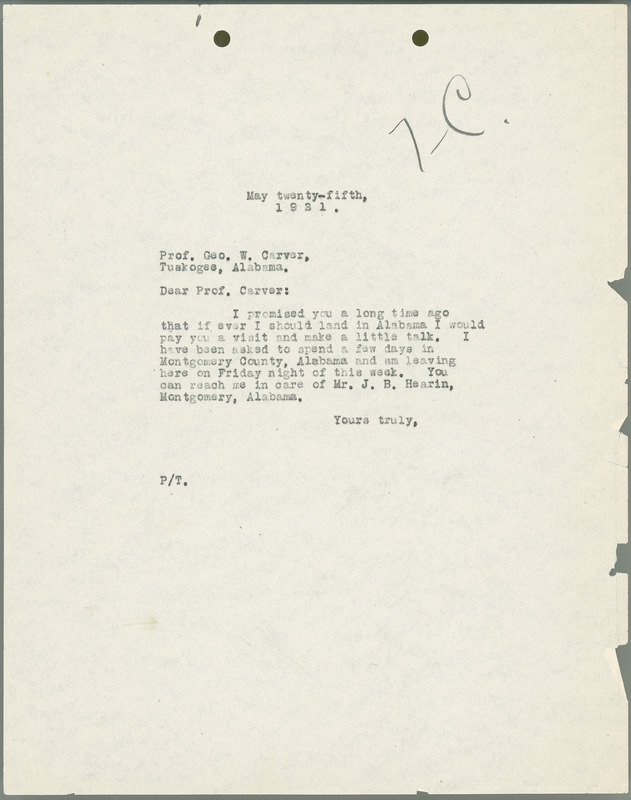 L. H. Pammel letter to George W. Carver, May 25, 1921