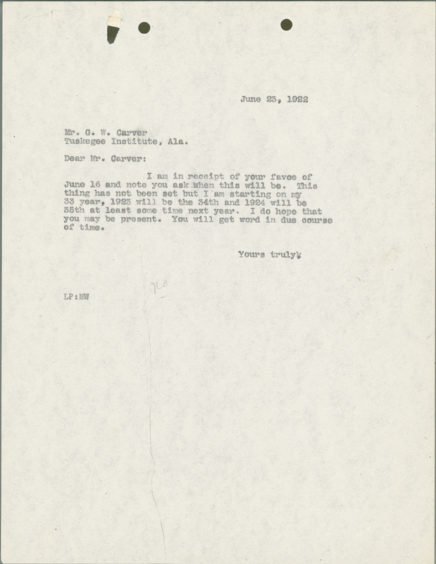 L. H. Pammel letter to George W. Carver, June 23, 1922