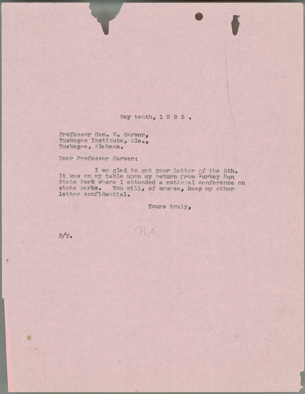 L. H. Pammel letter to George W. Carver, May 10, 1923