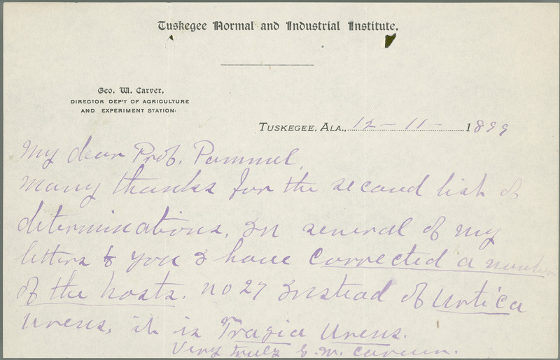 George W. Carver letter to L. H. Pammel, December 11, 1899