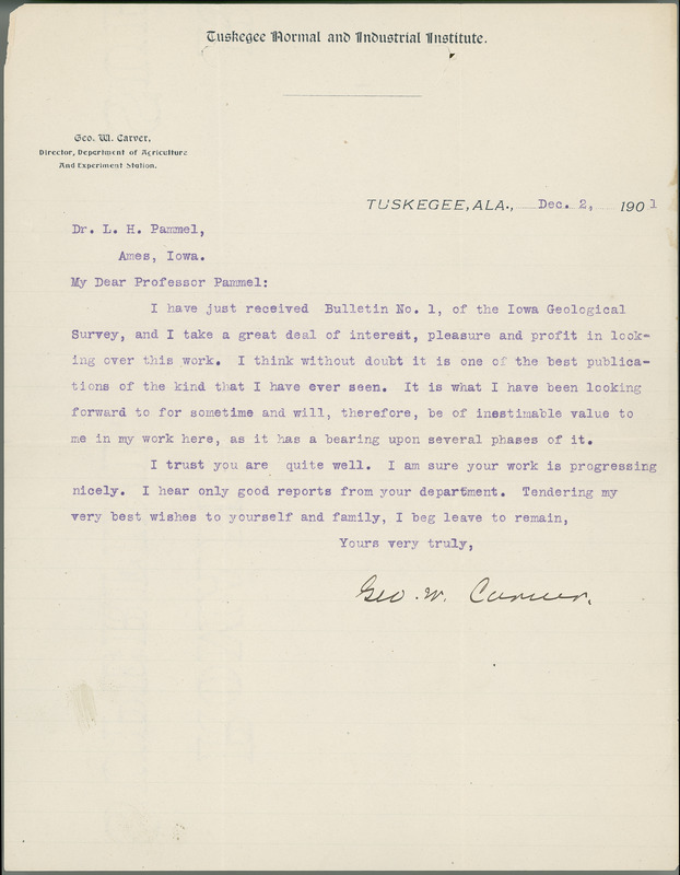 George W. Carver letter to L. H. Pammel, December 2, 1901