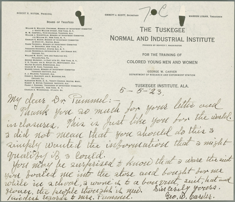 George W. Carver letter to L. H. Pammel, May 5, 1923