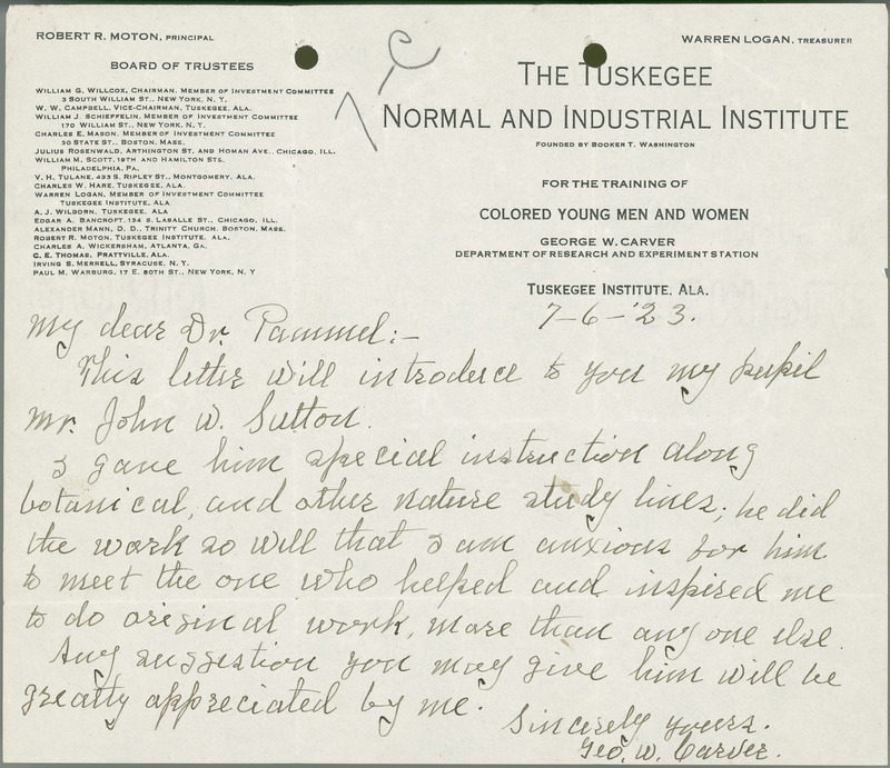 George W. Carver letter to L. H. Pammel, July 6, 1923