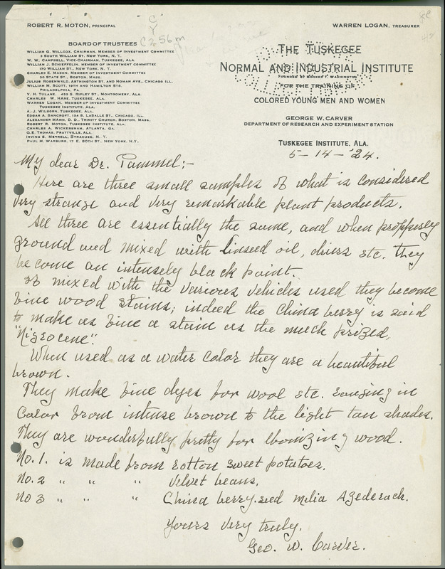 George W. Carver letter to L. H. Pammel, May 14, 1924