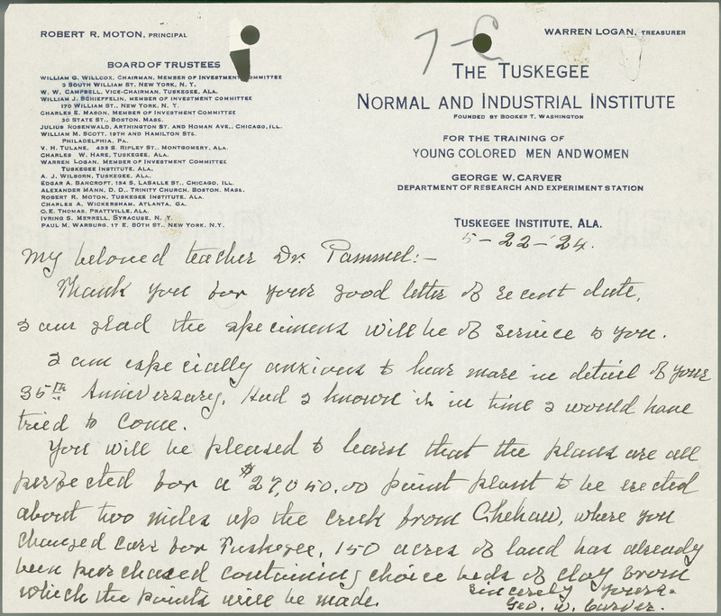 George W. Carver letter to L. H. Pammel, May 22, 1924