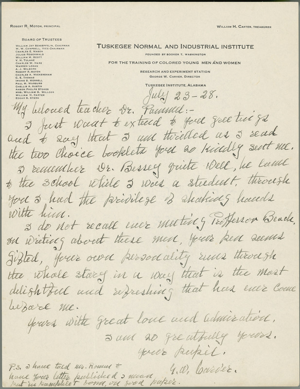 George W. Carver letter to L. H. Pammel, July 23, 1928