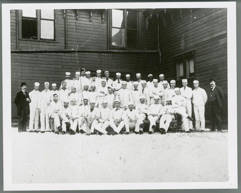 Creamery operators class (1894), Iowa State College. George W. Carver is in the back row.