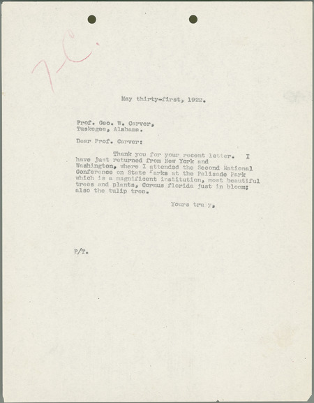 L. H. Pammel letter to George W. Carver, May 31, 1922
