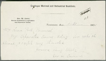 George W. Carver letter to L. H. Pammel, January 21, 1901