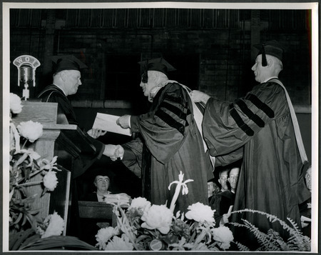 Earl Shreve receiving honorary degree at Commencement, 1949