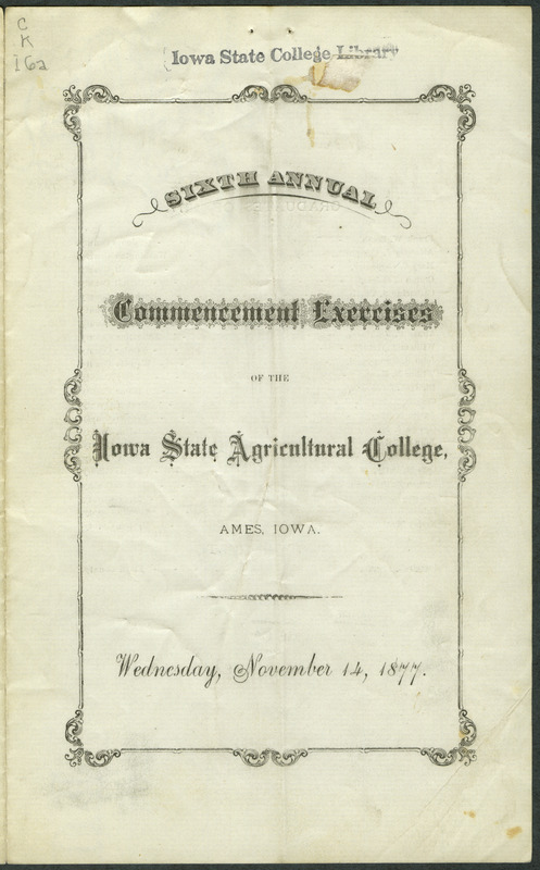 Includes commencement program, held November 14th, 1877.