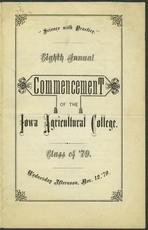 Includes commencement program and list of commencement week activities, held November 9th-12th, 1879.
