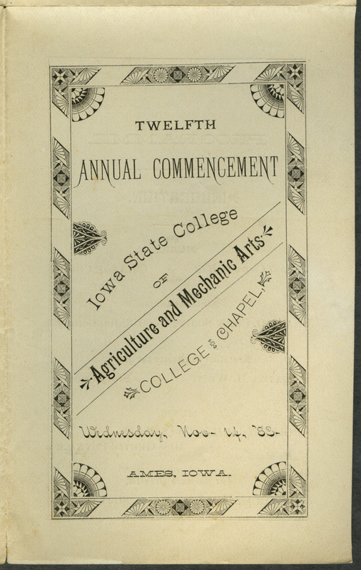 Includes commencement program, held November 14th, 1883.