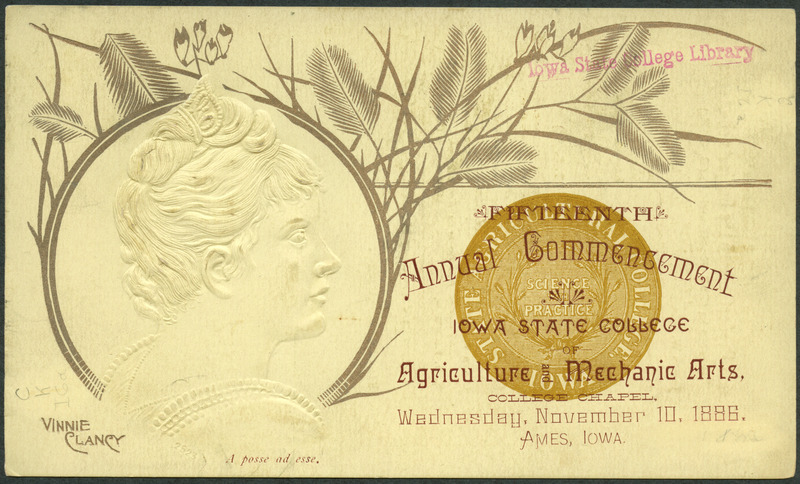Includes commencement program, held November 10th, 1886.