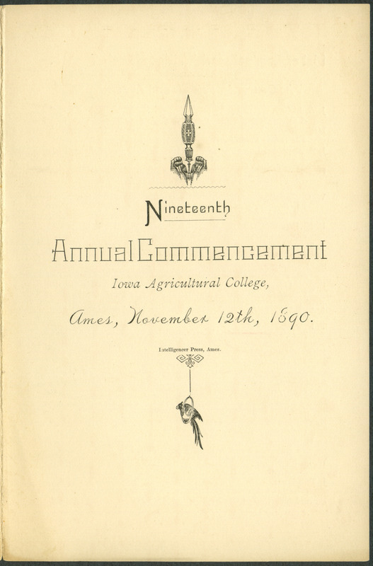 Includes commencement program, held November 12th, 1890.