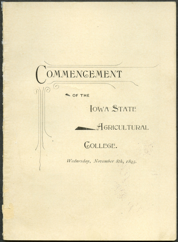 Includes commencement program, held November 8th, 1893.