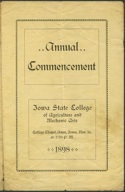 Includes commencement program, held November 16th, 1898.