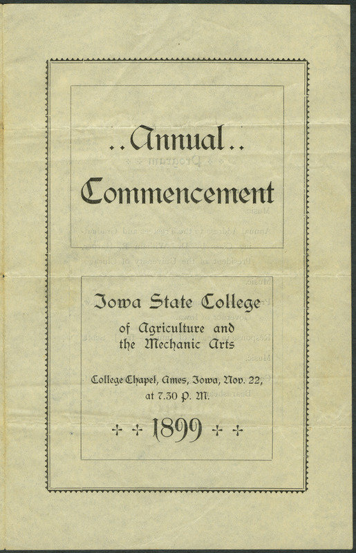 Includes commencement program, held November 22nd, 1899.