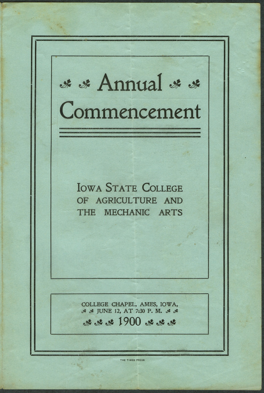 Includes commencement program, held June 12th, 1900.
