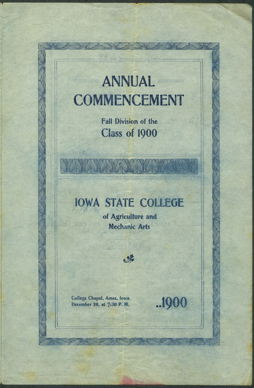 Includes commencement program, held December 20th, 1900.