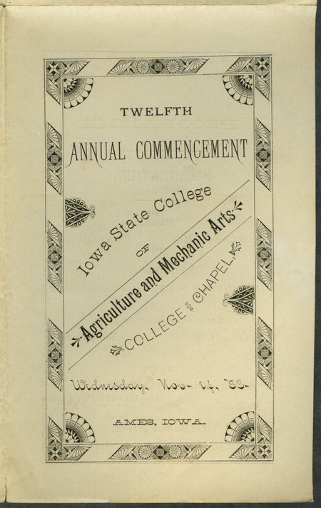 Includes commencement program, held November 14th, 1883.