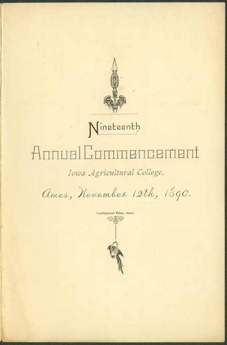 Includes commencement program, held November 12th, 1890.