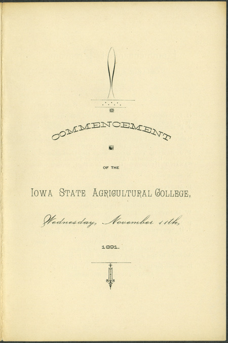Includes commencement program, held November 14th, 1891.