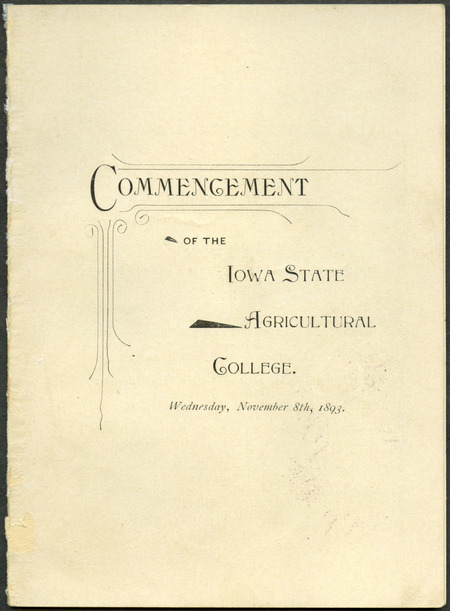 Includes commencement program, held November 8th, 1893.