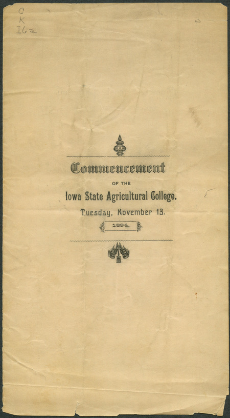 Includes commencement program, held November 13th, 1894.