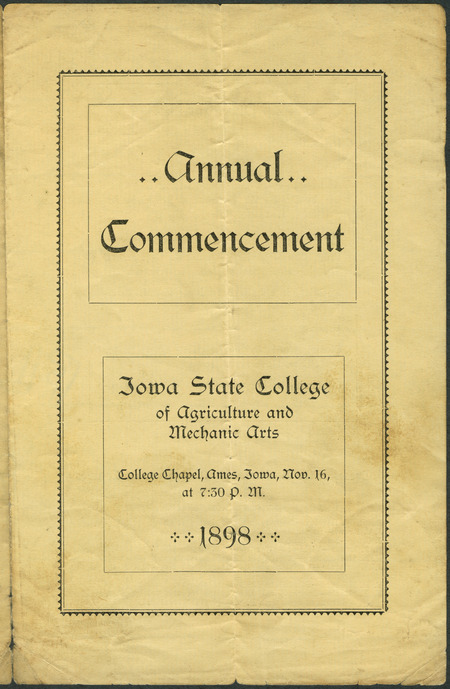 Includes commencement program, held November 16th, 1898.