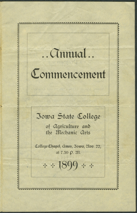 Includes commencement program, held November 22nd, 1899.