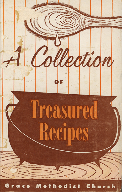 A community cookbook compiled by Circles 13 and 14 of the Women’s Society of Christian Service of Grace Methodist Church, Des Moines, Iowa. Sections include appetizers, breads, desserts, meats, and more, reflecting mid-century Midwestern food culture and religious life.