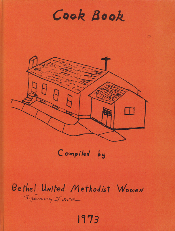 Community cookbook created by members of the Bethel United Methodist Church in Sigourney, Iowa. Includes a historical overview of the church and recipes contributed by congregation members.
