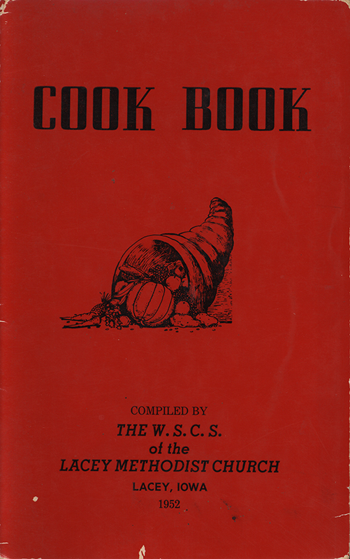 A community cookbook compiled in 1952 by the Woman’s Society of Christian Service (W.S.C.S.) of the Lacey Methodist Church in Lacey, Iowa. Includes recipes contributed by members of the church and advertisements from local businesses.