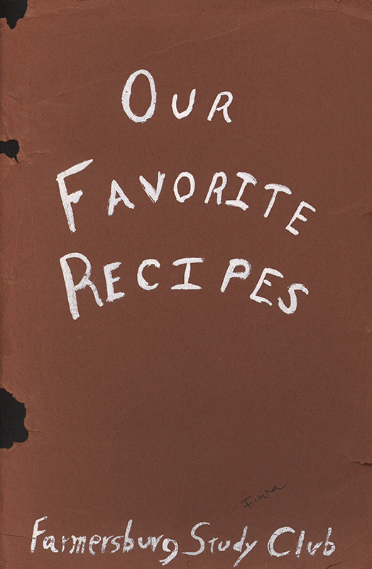 A cookbook compiled by the Farmersburg Study Club in Farmersburg, Iowa. Recipes mostly cakes, pies, cookies, and recipes for potato dishes.
