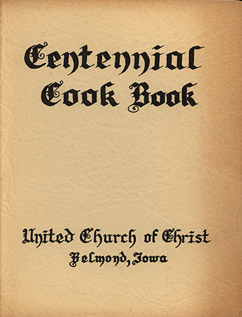 A community cookbook created to commemorate the 100th anniversary (1866–1966) of the United Church of Christ in Belmond, Iowa. Includes appetizers, breads, meats, desserts, and household tips, contributed by church members. The book also includes a dedication in response to the 1966 Belmond tornado.