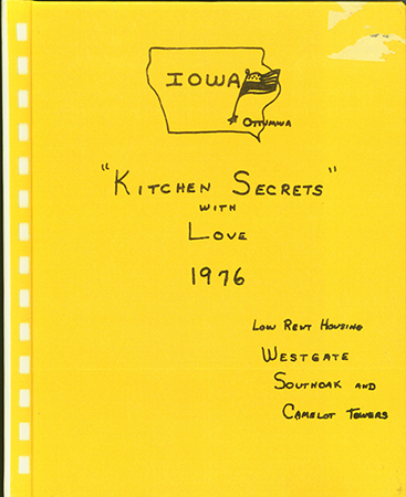This cookbook compiled by the Low-Rent Housing Agency of Ottumwa, Iowa includes photographs of the three hi-rise buildings managed by the agency.