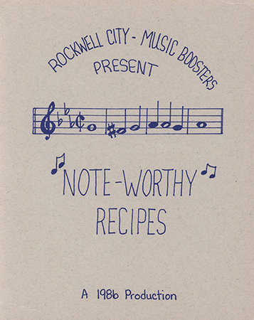 A cookbook compiled by the Rockwell City Music Boosters for the music department of Rockwell City Community Schools. Includes microwave recipes and recipes for soups, salads, desserts, and casseroles.