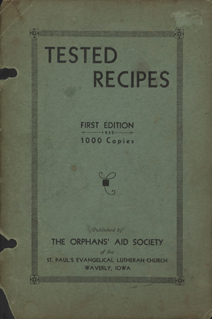 This cookbook was compiled by the Orphans' Aid Society of the St. Paul's Evangelical Lutheran Church. It includes instructions on table setting and serving, first aid, and household hints. It also recipes for appetizers, breads, canning, soups, desserts, German recipes, one-dish meals, chop suey, and chow mein.