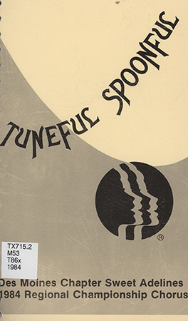 This cookbook was created to raise funds for the Des Moines Sweet Adelines to raise money to go to an international competition in Kansas City. It includes hints about baking, cooking,a nd house cleaning. The book has sections for low-calorie recipes, and recipes for casseroles, appetizers, main dishes, microwave cooking, breads, and cakes.