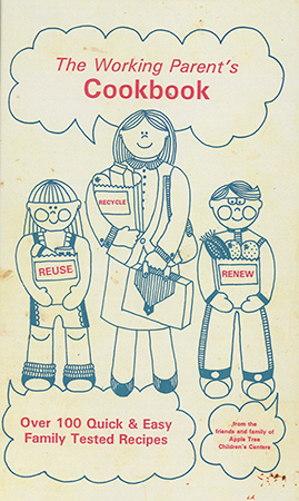 This cookbook was compiled by the children and parents of the Apple Tree Children's Centers. It includes sections for beverages, breads, desserts, main dishes, soups, snacks, and vegetables.