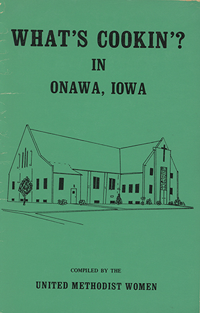 This cookbook was compiled by the United Methodist Women of Onawa, Iowa. It includes recipes for pickles, relishes, vegetables, poultry, pastries, cakes, desserts, candy, jelly, and casseroles. It also contains cooking hints, information about the caloric content of food, and hints about cooking for large numbers of people.