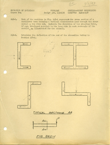 Contains exercises for Course B-4, Mechanics of Materials.