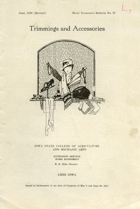 Home Economics Bulletin No.57. Iowa State College of Agriculture and Mechanic Arts. "Trimmings and Accessories."