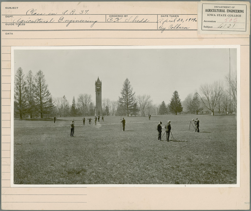 Agricultural Engineering Department. Ordered by C. K. Shedd. April 20, 1919. By Colburn.