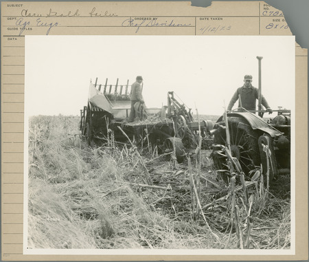 Cornstalk baler. Agricultural Engineering Department. Ordered by Professor Davidson.
