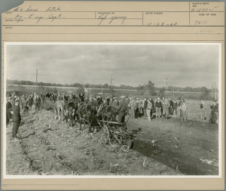 Six horse hitch. Agricultural Engineering Department Ordered by Lafe Young. 10-23-26.