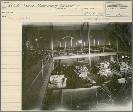 Farm Machinery Laboratory. Agricultural Engineering Department. Oct. 8, 1908.